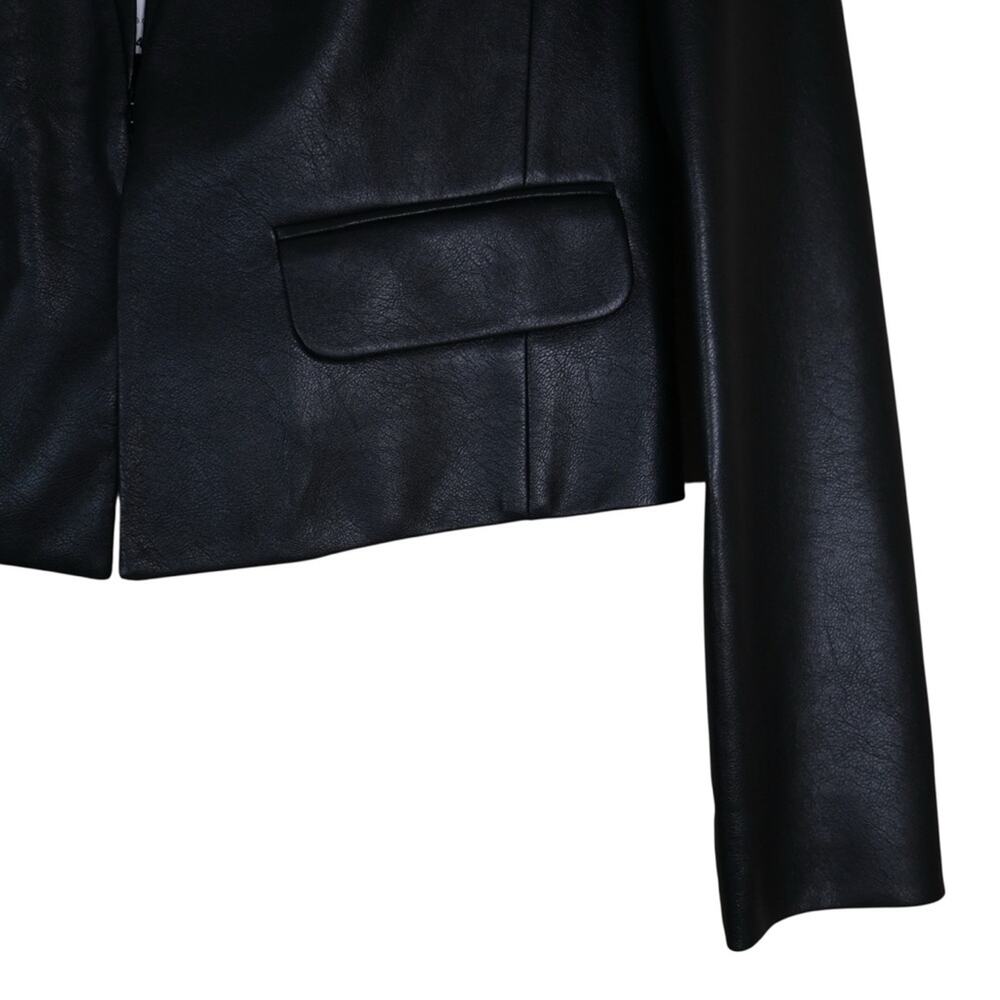 BCBGMAXAZRIA Womens XS Cruz Faux Leather Lined Blazer in Black NEW - Picture 7 of 13